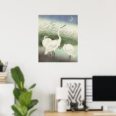 大原小村の浅瀬のサギ ポスター (ホームオフィス)