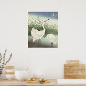 大原小村の浅瀬のサギ ポスター (キッチン)