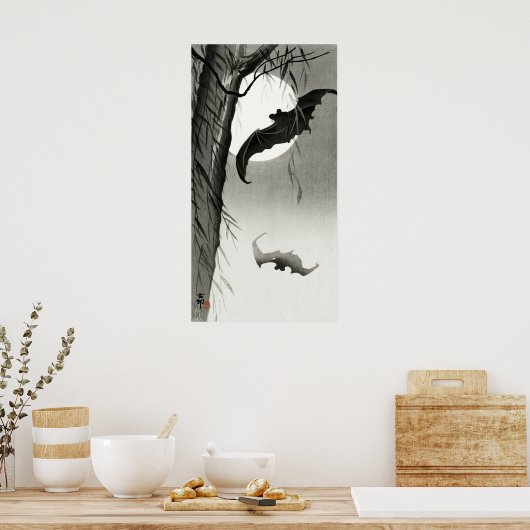 大原小村の満月のこうもり ポスター (キッチン)