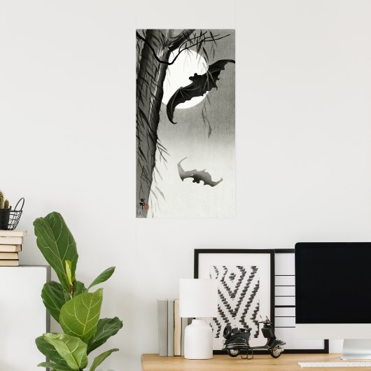 大原小村の満月のこうもり ポスター (ホームオフィス)