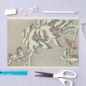 大原小村の雪の上の雀 薄葉紙 (クラフト)