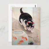 大原小村キャット&ゴールドフィッシュ日本のボ絵を描ウルズ ポストカード (正面/裏面)