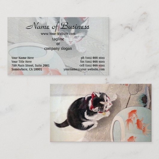 大原小村キャット&ゴールドフィッシュ日本のボ絵を描ウルズ 名刺 (正面/裏面)