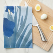 大原小村ヴィンテージ日本のファインアートブルーアイリス キッチンタオル (四つ折り)