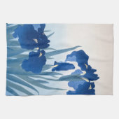 大原小村ヴィンテージ日本のファインアートブルーアイリス キッチンタオル (横)