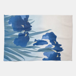 大原小村ヴィンテージ日本のファインアートブルーアイリス キッチンタオル