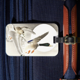 大原小村日本の満月のアヒル2匹 ラゲッジタグ