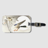 大原小村日本の満月のアヒル2匹 ラゲッジタグ (正面横)