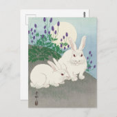 大原小村絵画による満月のウサギ ポストカード (正面/裏面)