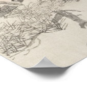 大原日本の古村アートの木の上の牡丹 ポスター (角)