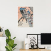 大原日本の古村アートの木の上の牡丹 ポスター (ホームオフィス)