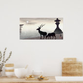 大原湖畔と鹿 ポスター (キッチン)