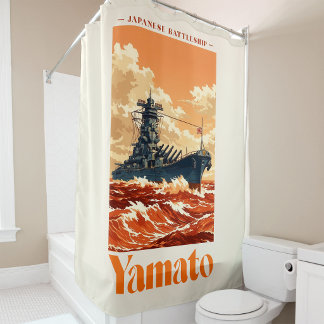 大和 日本戦艦 ヴィンテージ 海事ポスター シャワーカーテン