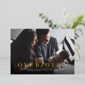 大喜びのホイル休暇の写真誕生のお知らせ 箔シーズンカード (立ち正面)