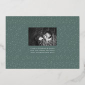 大喜びのホイル休暇の写真誕生のお知らせ 箔シーズンカード (裏面)