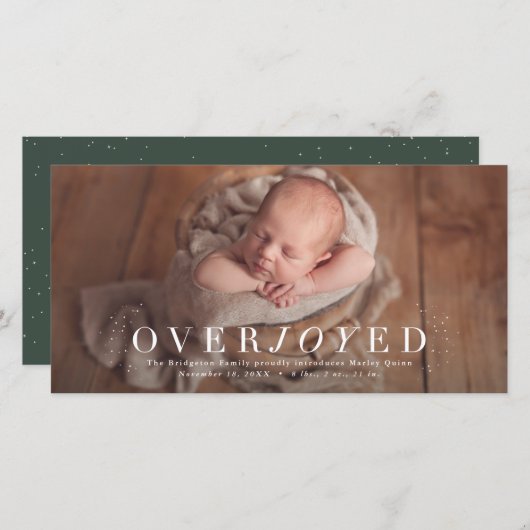 大喜びの休日の写真誕生のお知らせ シーズンカード (正面/裏面)