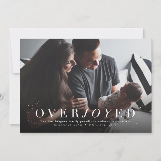 大喜びの休日の写真誕生のお知らせ シーズンカード (正面)