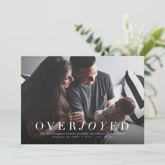 大喜びの休日の写真誕生のお知らせ シーズンカード (スタンド正面)