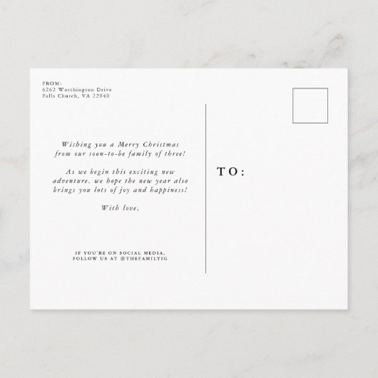 大喜びの休日の妊娠告知はがき 案内ポストカード (裏面)