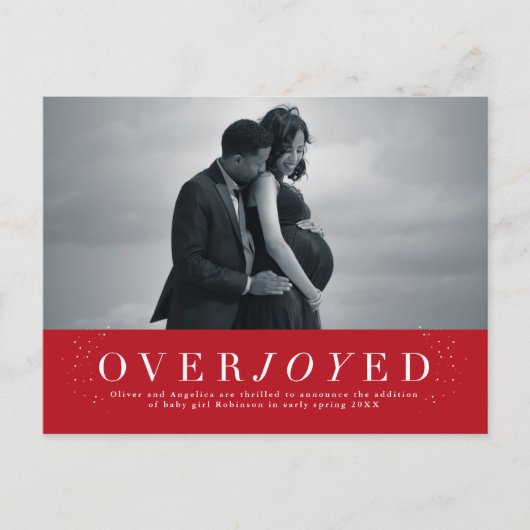 大喜びの休日の妊娠告知はがき 案内ポストカード (正面)