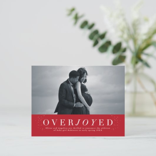 大喜びの休日の妊娠告知はがき 案内ポストカード (スタンド正面)