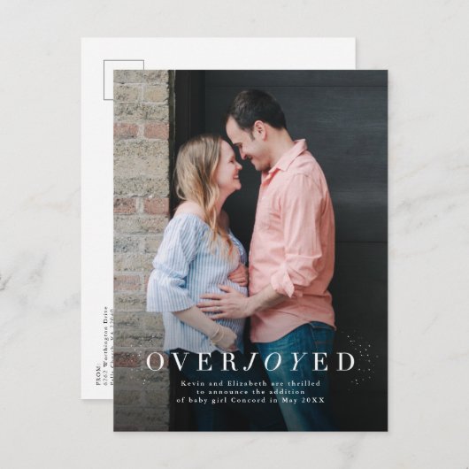 大喜びの休日の妊娠告知はがき 案内ポストカード (正面/裏面)