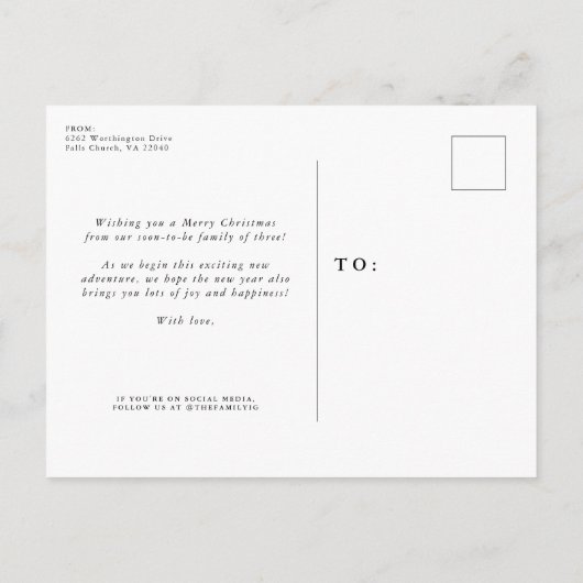 大喜びの休日の妊娠告知はがき 案内ポストカード (裏面)