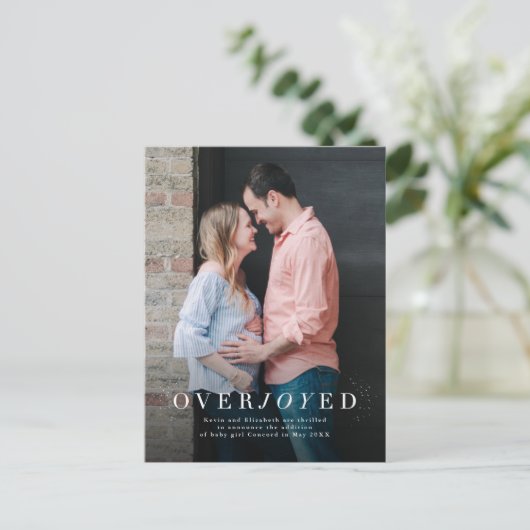 大喜びの休日の妊娠告知はがき 案内ポストカード (スタンド正面)