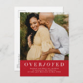 大喜びの垂直的な休日の妊娠告知 案内ポストカード (正面/裏面)