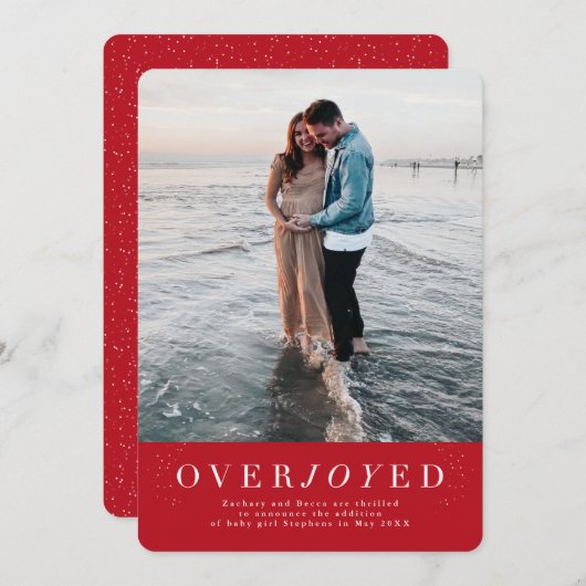 大喜びの赤い休日の妊娠の発表 セーブザデート (正面/裏面)