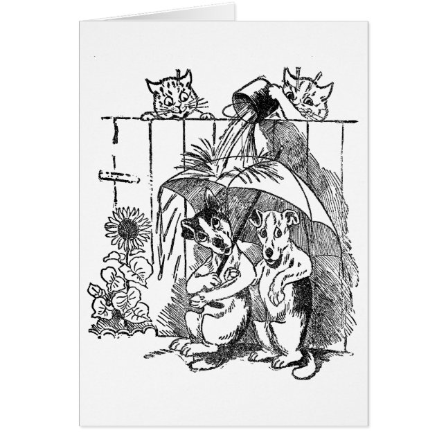 大喜び猫は犬のヴィンテージルイWainに水をかけます (正面)