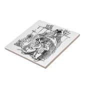 大喜び猫は犬のヴィンテージルイWainに水をかけます タイル (側面)