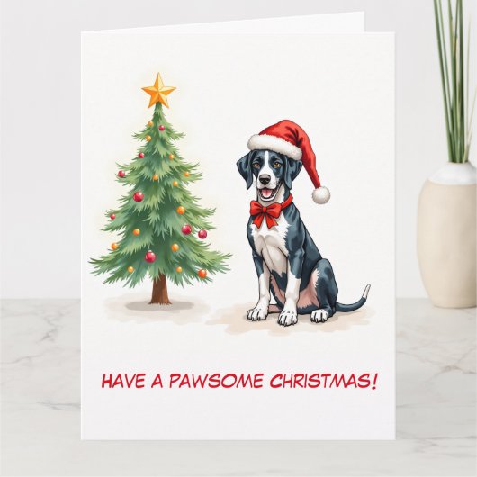 大図解入りの、写真付きの枝とクリスマスツリー カード (正面)