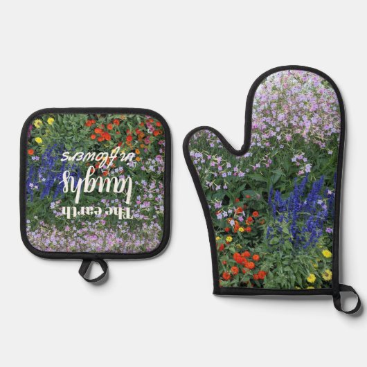 大地が花園の引用文 鍋つかみ&鍋敷きセット (正面)
