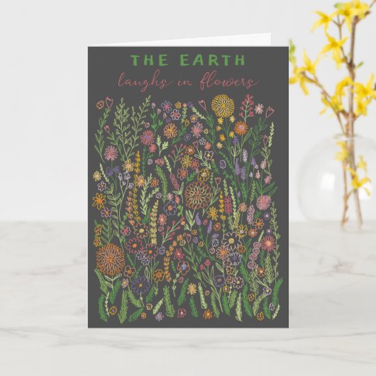 大地が花畑で笑う草原フローラ カード (黄色い花)