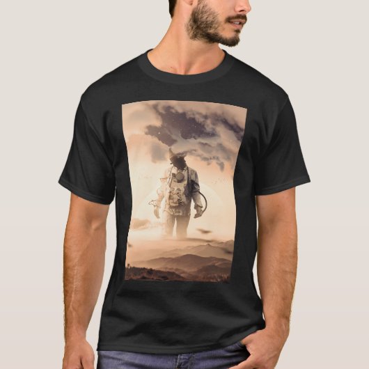 大地に足をつけ、頭は雲の中 Tシャツ (正面)