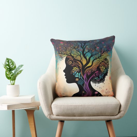 **「大地のエッセンス：抽象的な女性の母なる自然」** クッション (椅子)