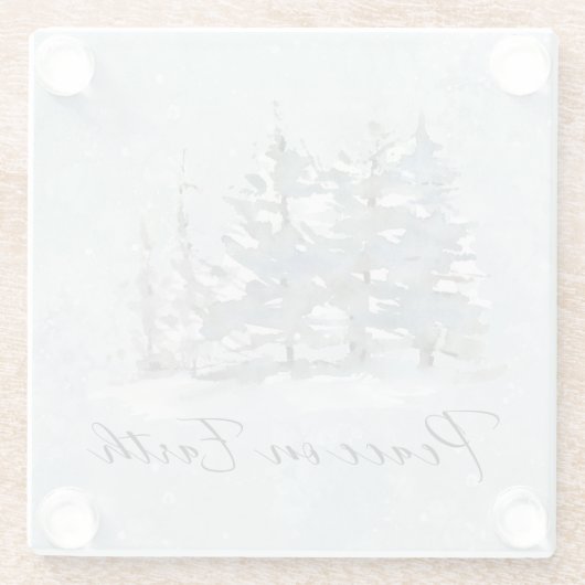 大地の平和と冬の雪景色 ガラスコースター (裏面)