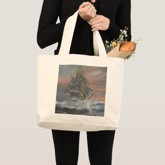 大地の新星は激しい疾風の夜明けに先頭に立ちます ラージトートバッグ (正面(商品))