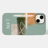 大地の色彩が交差し、魚のミニマルアート Case-Mate iPhoneケース (裏面 (横))