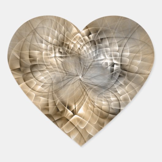 大地の色彩を纏ったモダンなフラクタルアートテクスチャ ハートシール (正面)