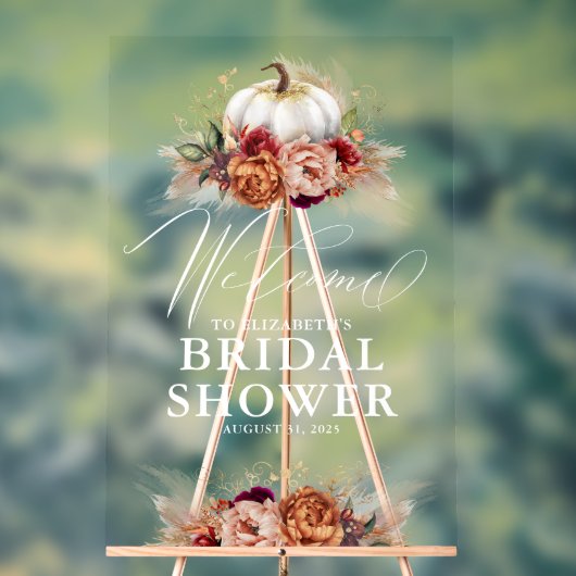 大地の花をイメージした 秋のウエディングシャワーのお出迎え アクリルサイン (ニュートラル)