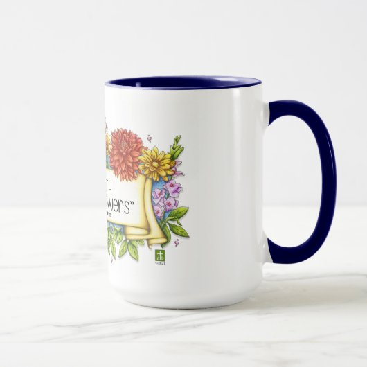 大地は花15オンスのマグカップで笑う マグカップ (右)