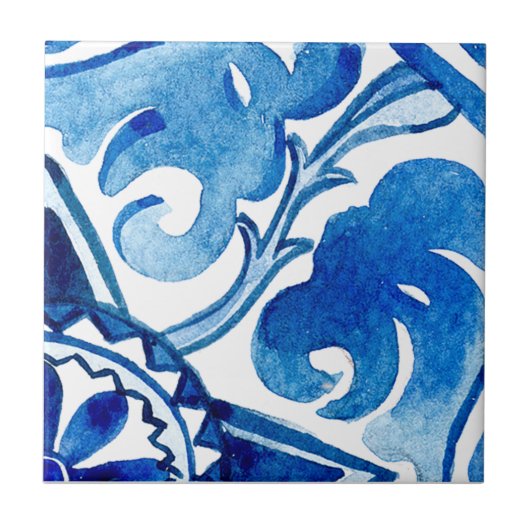 大地中海の水色 タイル (正面)