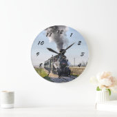 大型の丸い機関車時計 ラージ壁時計 (ホーム)