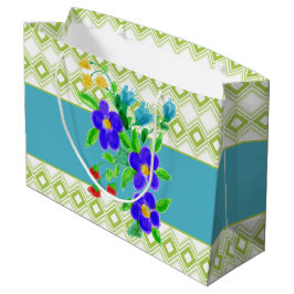 大型の任意の大事な行事花の抱き枕 ラージペーパーバッグ