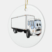 大型の白い配達トラックの漫画 セラミックオーナメント (左)