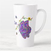 大型の美しい蝶と花ラテマグ カフェラテマグ (右)