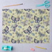 大型の青のシームレスな蝶のパターンの切り離し 薄葉紙 (クラフト)