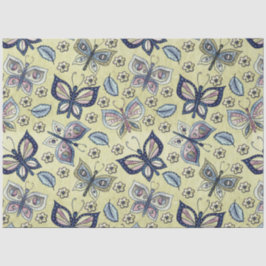 大型の青のシームレスな蝶のパターンの切り離し 薄葉紙